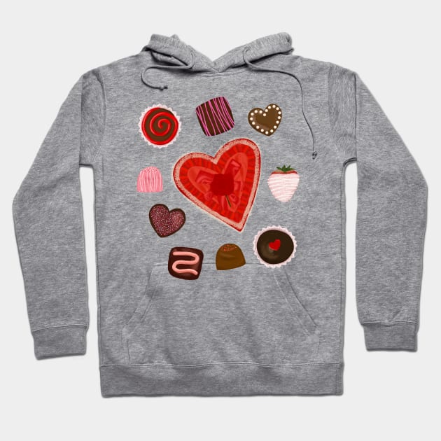 Valentine Chocolates and Heart Shaped Box Hoodie by jenblove